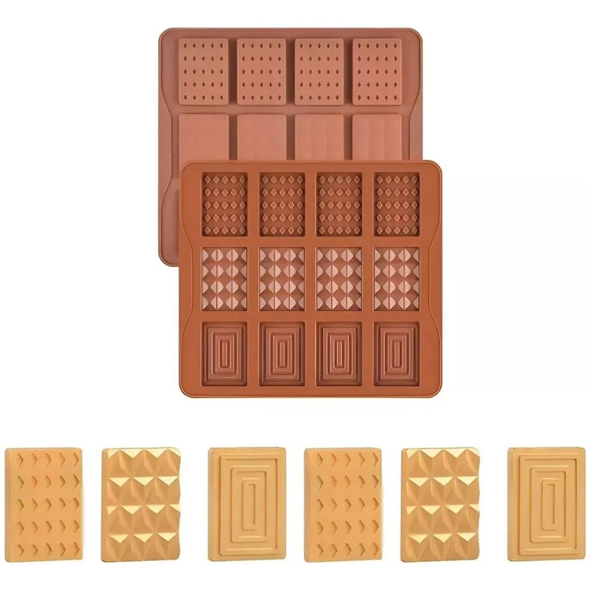 GENERICO - Molde de Silicona 12 Cavidades  para Barras de Chocolate Surtidas