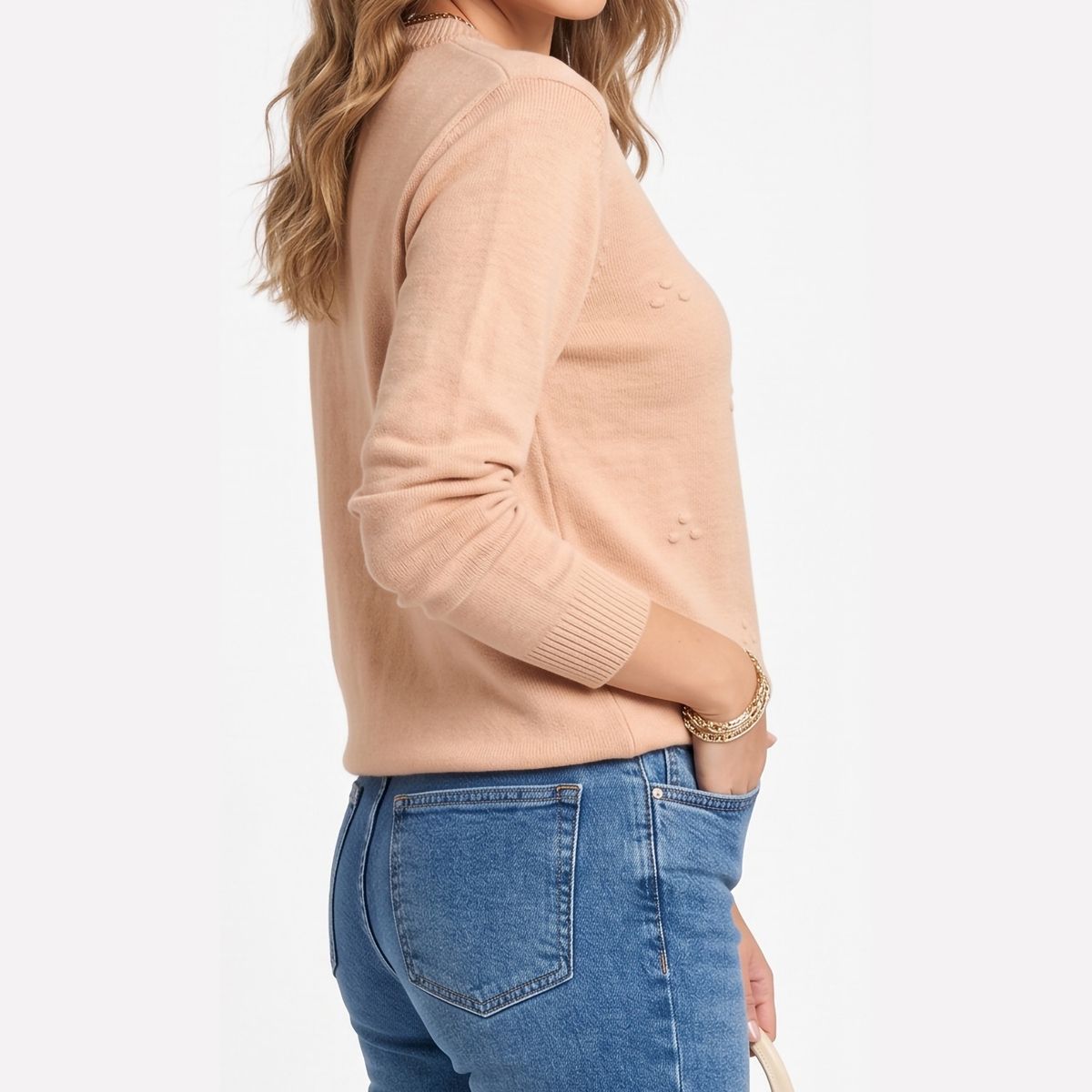 HIPSY SWIMWEAR - Sweater Mujer Cuello Medio con Detalles en Relieve