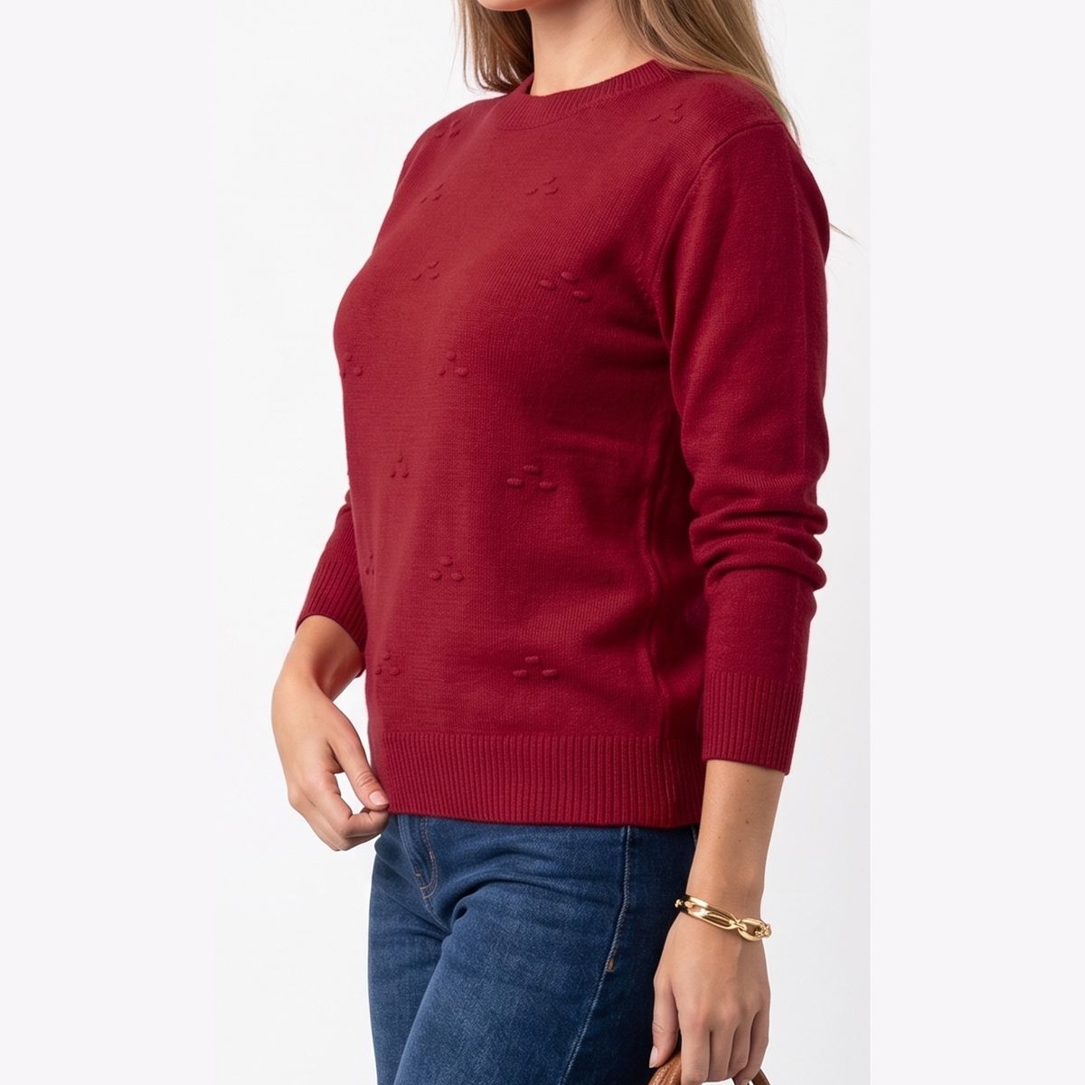 HIPSY SWIMWEAR - Sweater Mujer Cuello Medio con Detalles en Relieve