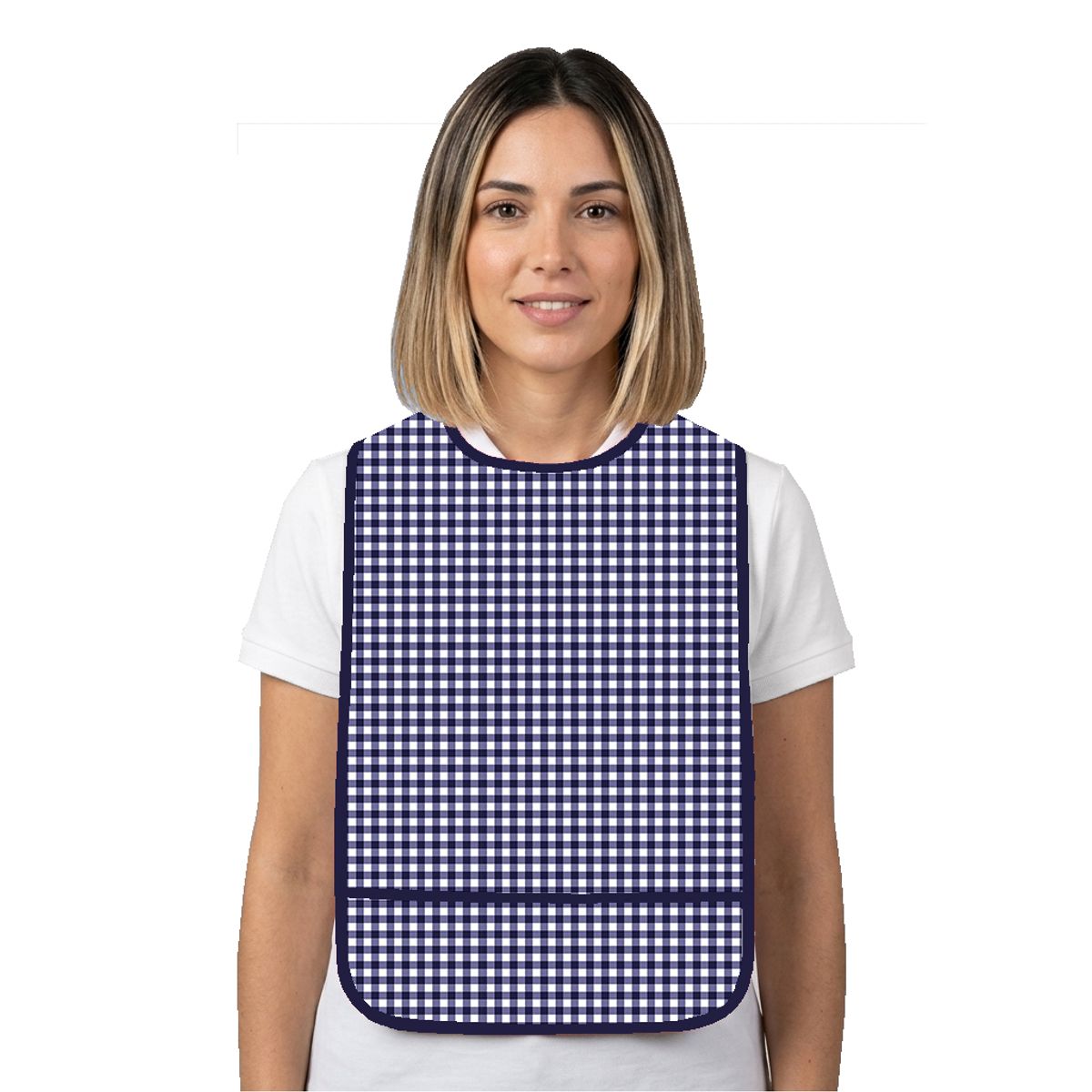 VICTORIANAS - Babero de Adulto talla M reversible tela antimancha pastiola azul