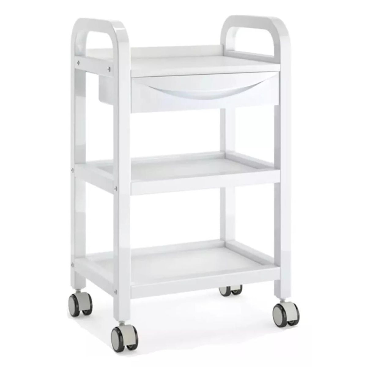 GENERICO - Carro Auxiliar de Belleza 3 Niveles con Cajón y Ruedas para Spa, Peluquería y Estética.