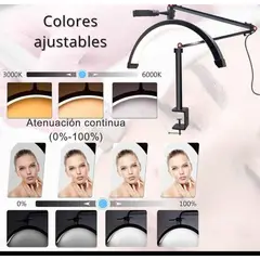 GENERICO - Lámpara LED Media Luna Profesional Regulable con Soporte de Mesa
