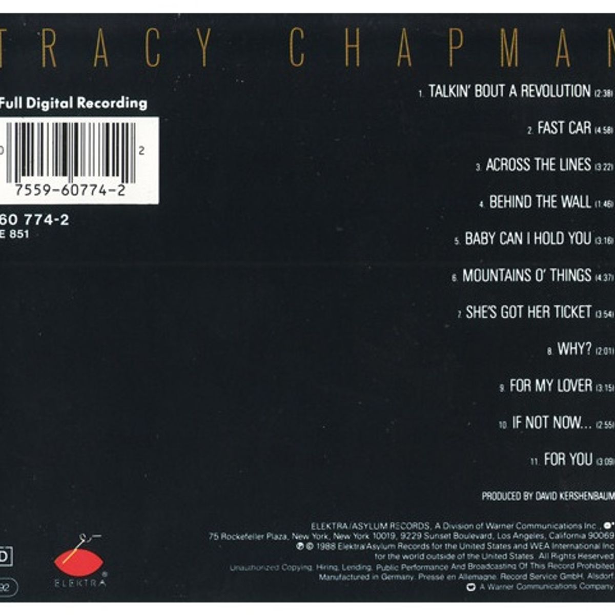 GENERICO - TRACY CHAPMAN - TRACY CHAPMAN / CD