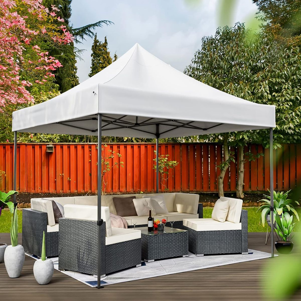 IUNIK - toldo lona 3x3 impermeable blackout UV Blanco