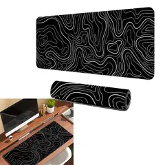 MOONCORE - Mouse Pad Xl Antideslizante 80x30cm Diseño Topográfico Negro