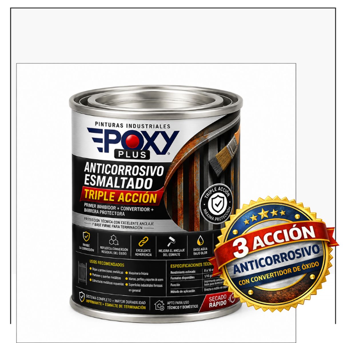 EPOXY - ANTICORROSIVO Profesional 3 en 1 - Directo sobre Óxido - 1-32 GALÓN - BLANCO PURO