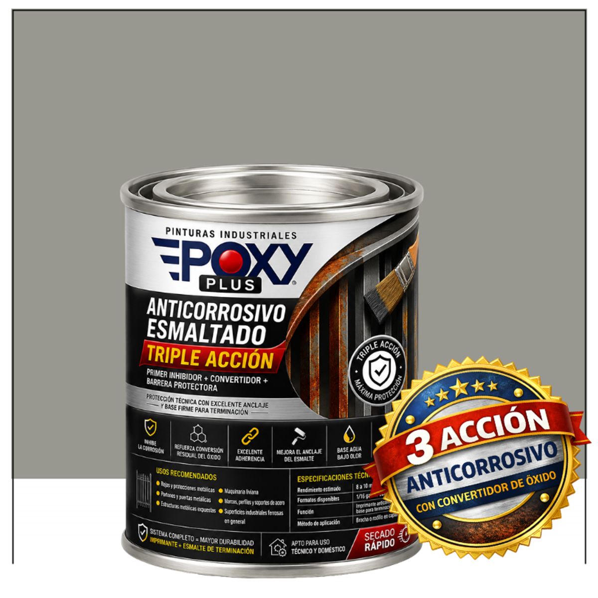 EPOXY - ANTICORROSIVO Profesional 3 en 1 - Directo sobre Óxido - 1-32 GALÓN - BLANCO PERLA CLARO
