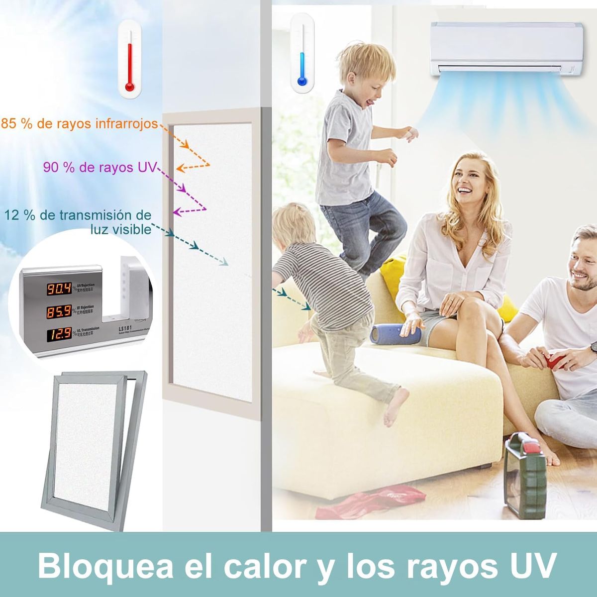 KUANGYE - 100X300CM Película de Privacidad para Ventanas, Película Decorativa de Vidrio Esmerilado