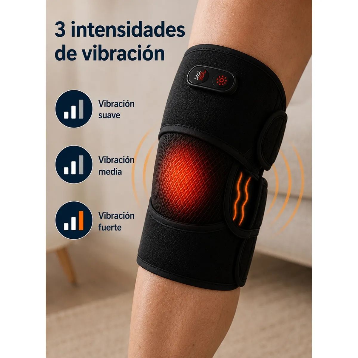 MOVI - Rodillera Térmica 2 En 1 Con Calor Y Masaje Vibratorio Recargable