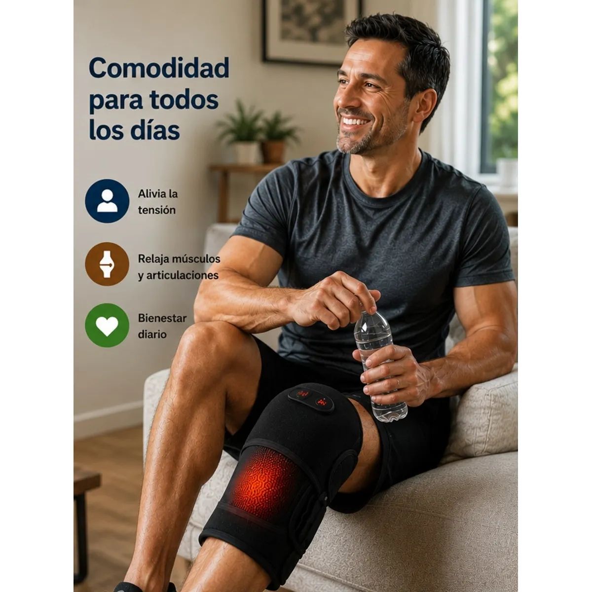 MOVI - Rodillera Térmica 2 En 1 Con Calor Y Masaje Vibratorio Recargable