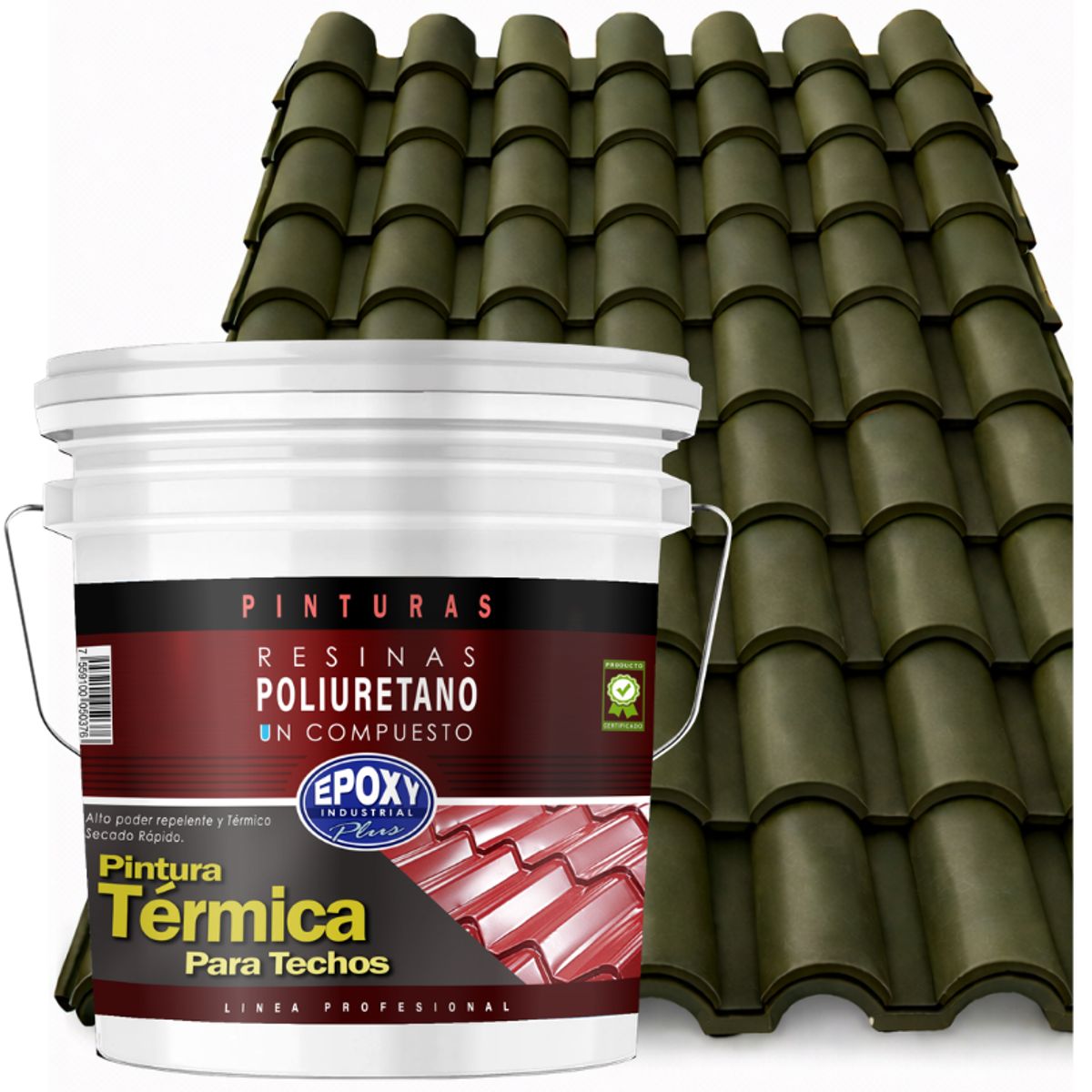 EPOXY - PINTURA TERMNICA TECHOS EVITA CONDENSACIÓN - AISLANTE Y ANTI CALOR - TINETA 10L - VERDE PINO