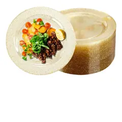 GENERICO - 25 Pcs Platos Llanos Elegantes Plástico, Vajilla Fiesta 25cm