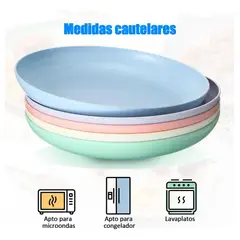GENERICO - Pack 15 Platos Plásticos Reutilizable Colores Surtidos 22cm