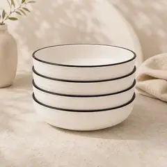 GENERICO - Pack 4 Plato Bowls 22cm Cerámica Sopas Ensaladas Pastas