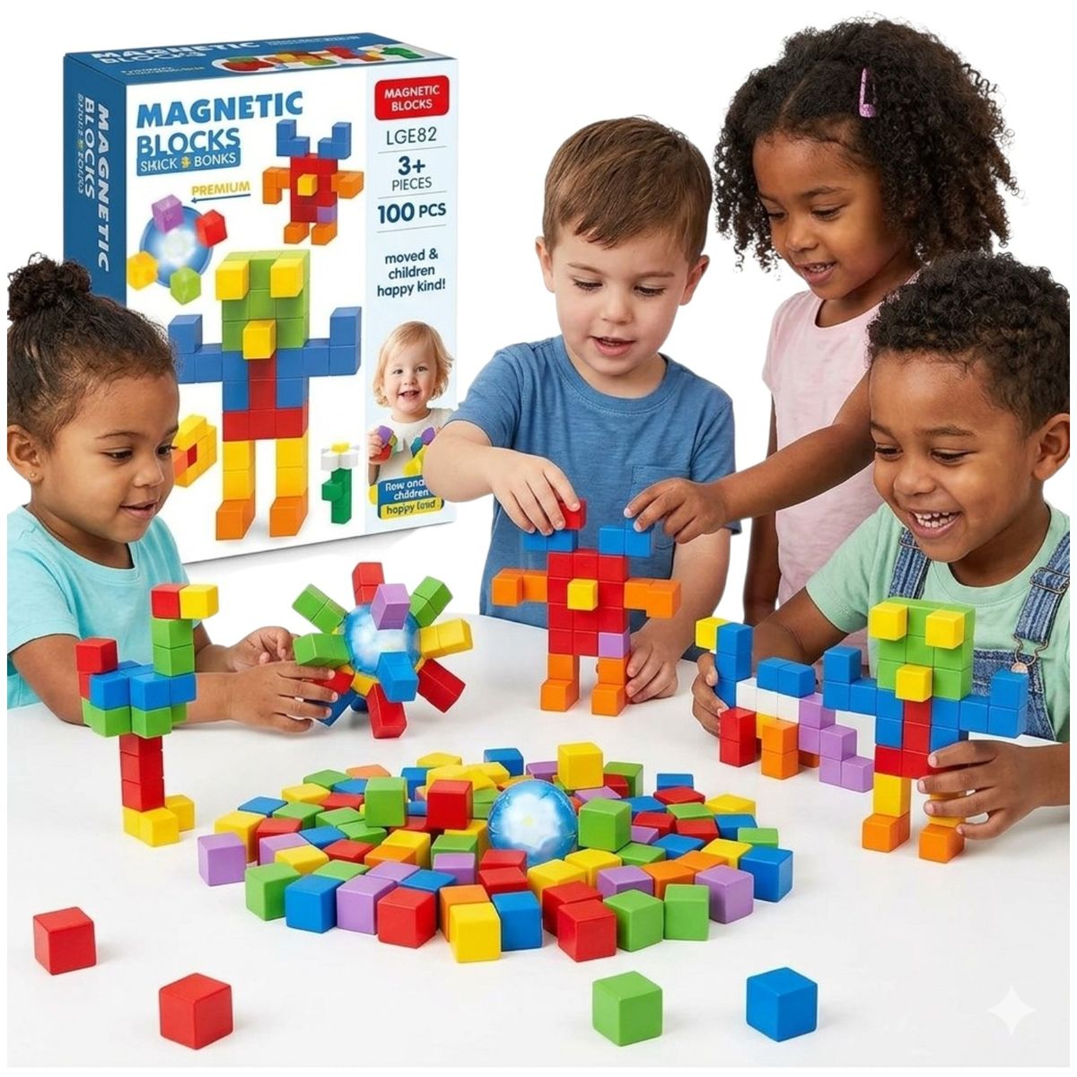 GENERICO - Juego De Aprendizaje Educativo Construcción Cubos Magnéticos Para Niños