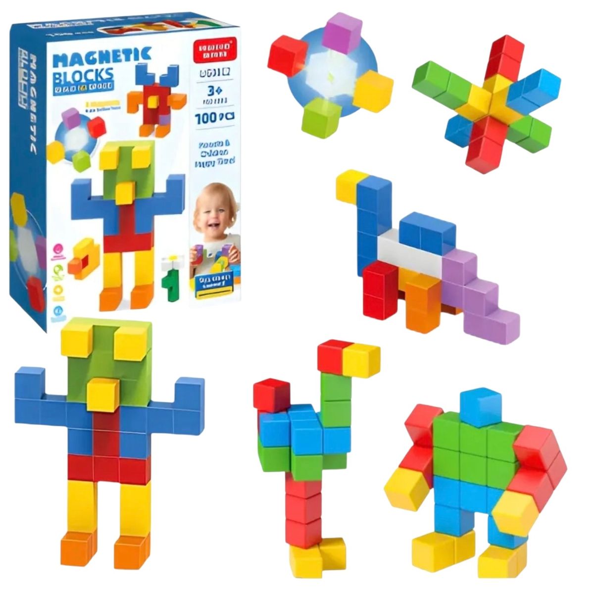 GENERICO - Juego De Aprendizaje Educativo Construcción Cubos Magnéticos Para Niños