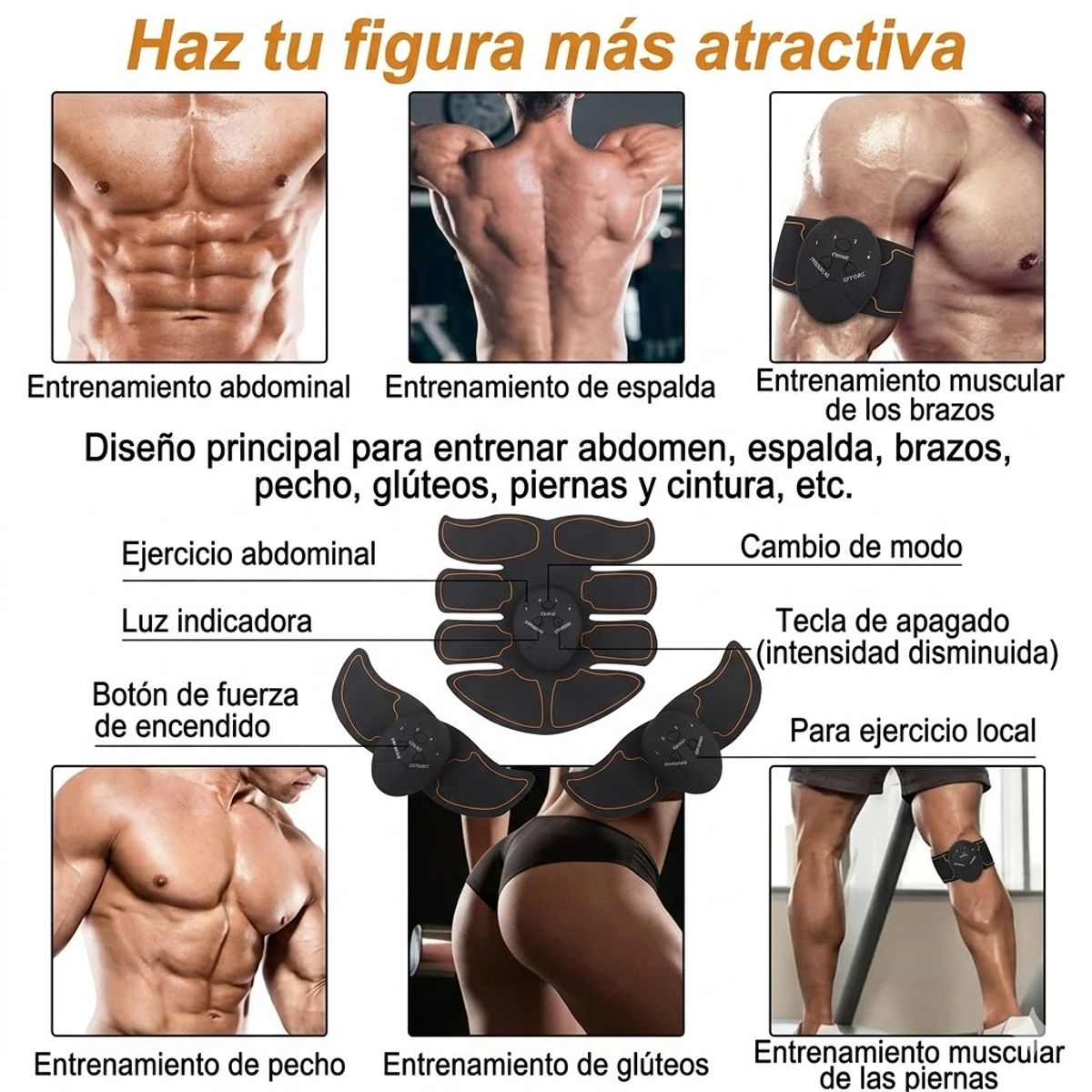 MOVI - ESTIMULADOR MUSCULAR EMS TONIFICADOR ABDOMINAL Y BRAZOS 3 EN 1