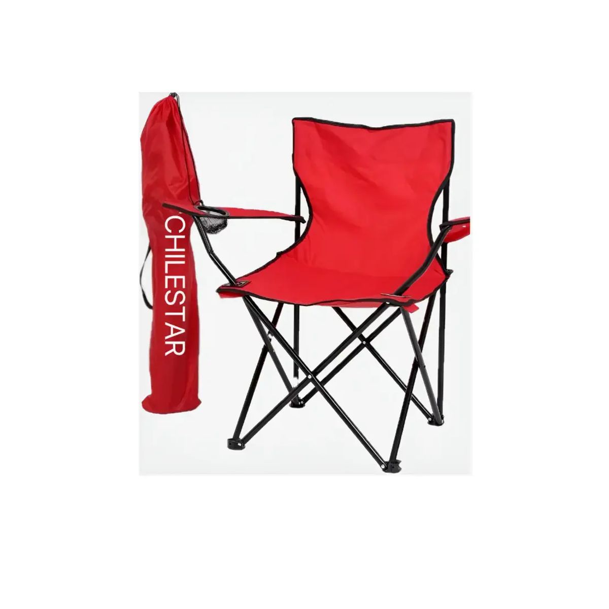 GENERICO - Silla de Camping CHILESTAR Plegable con Portavasos Roja