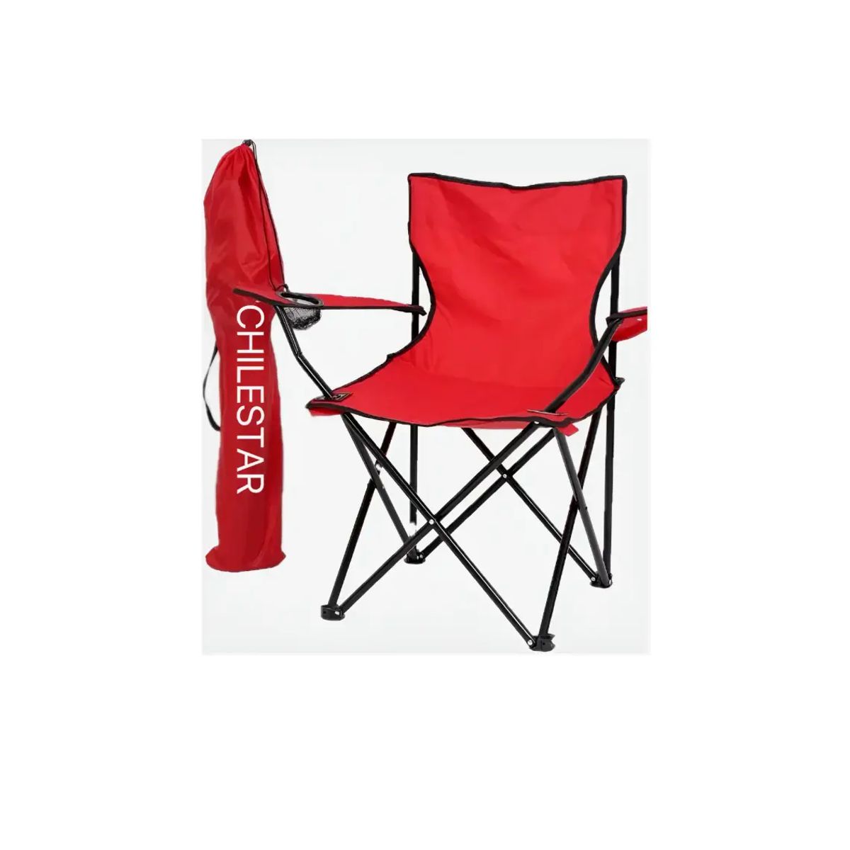 GENERICO - Silla de Camping CHILESTAR Plegable con Portavasos Roja