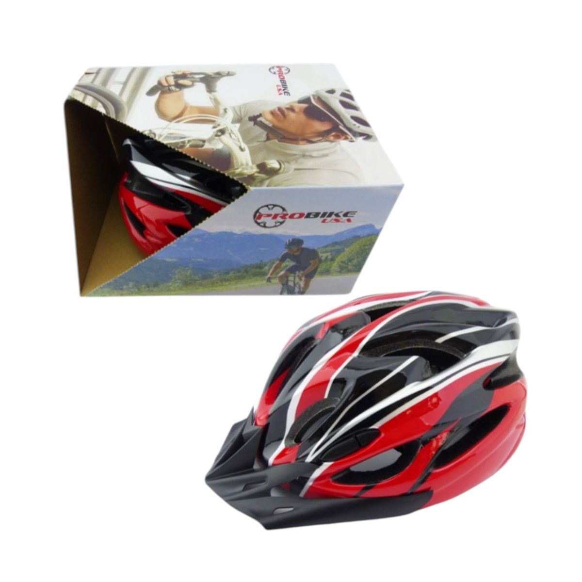 GENERICO - Casco Bicicleta, Pro-Bike USA, Con Luz, Adulto Talla Regulable