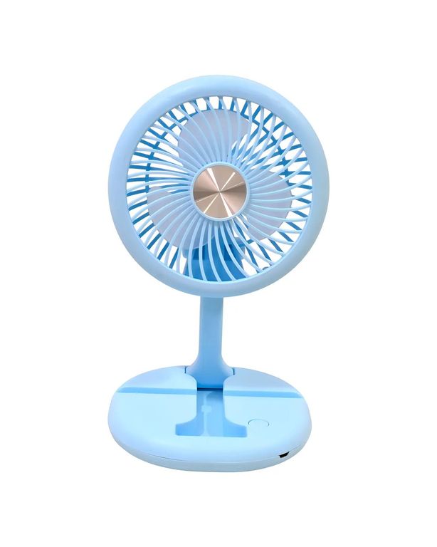 GENERICO Mini Ventilador Personal Recargable Celeste Con Soporte Smartphone Belug
