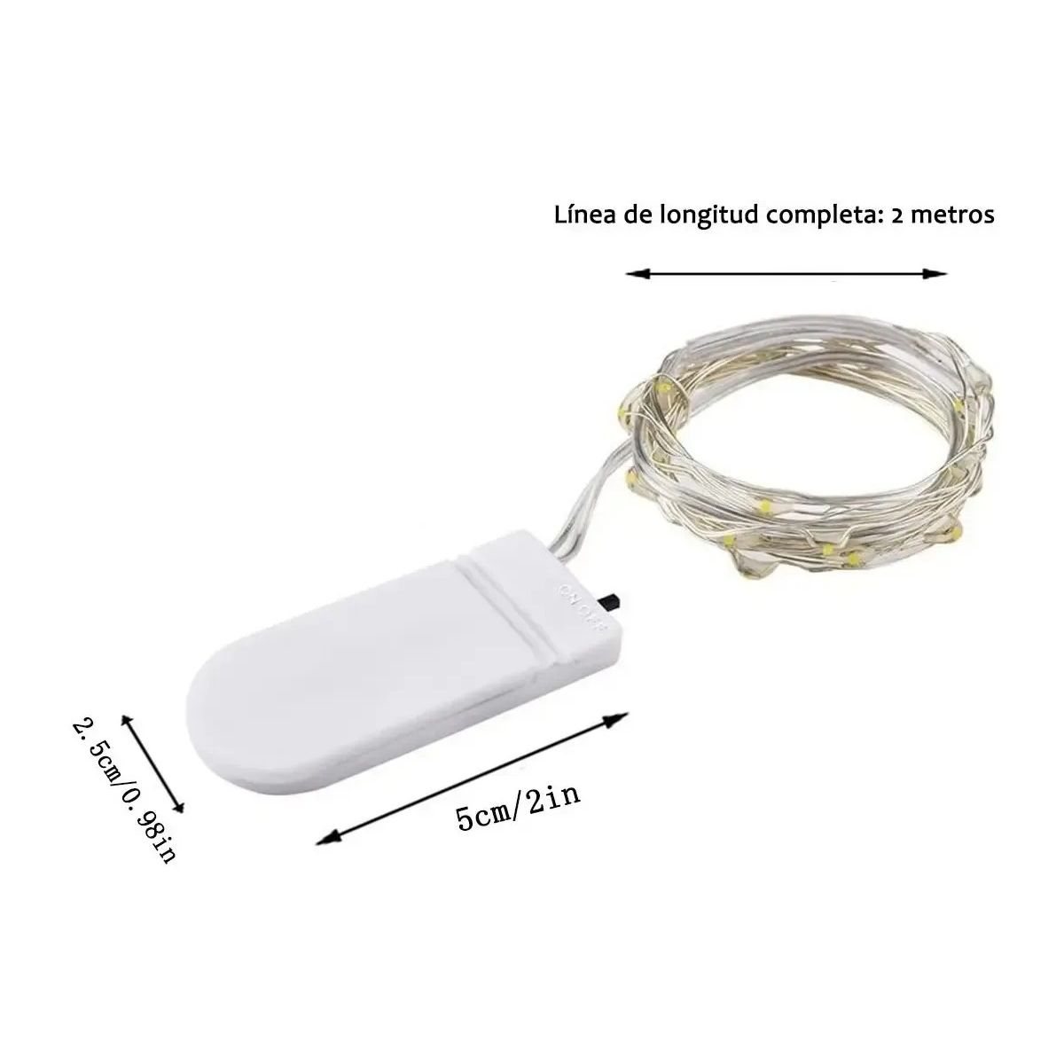 GENERICO - Guirnaldas Luces Micro Led Hadas 2 Metros Pilas Incluidas Blanco Cálido Belug