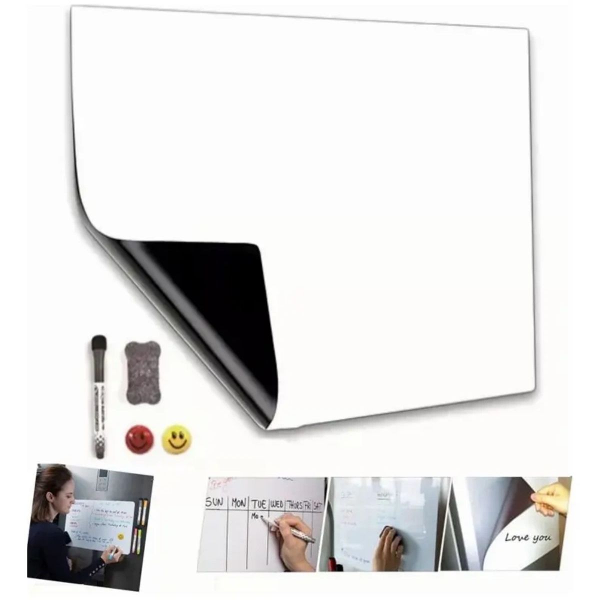 GENERICO - Pizarra Magnética Para Refrigerador A3 Pizarra Flexible Imán Blanco