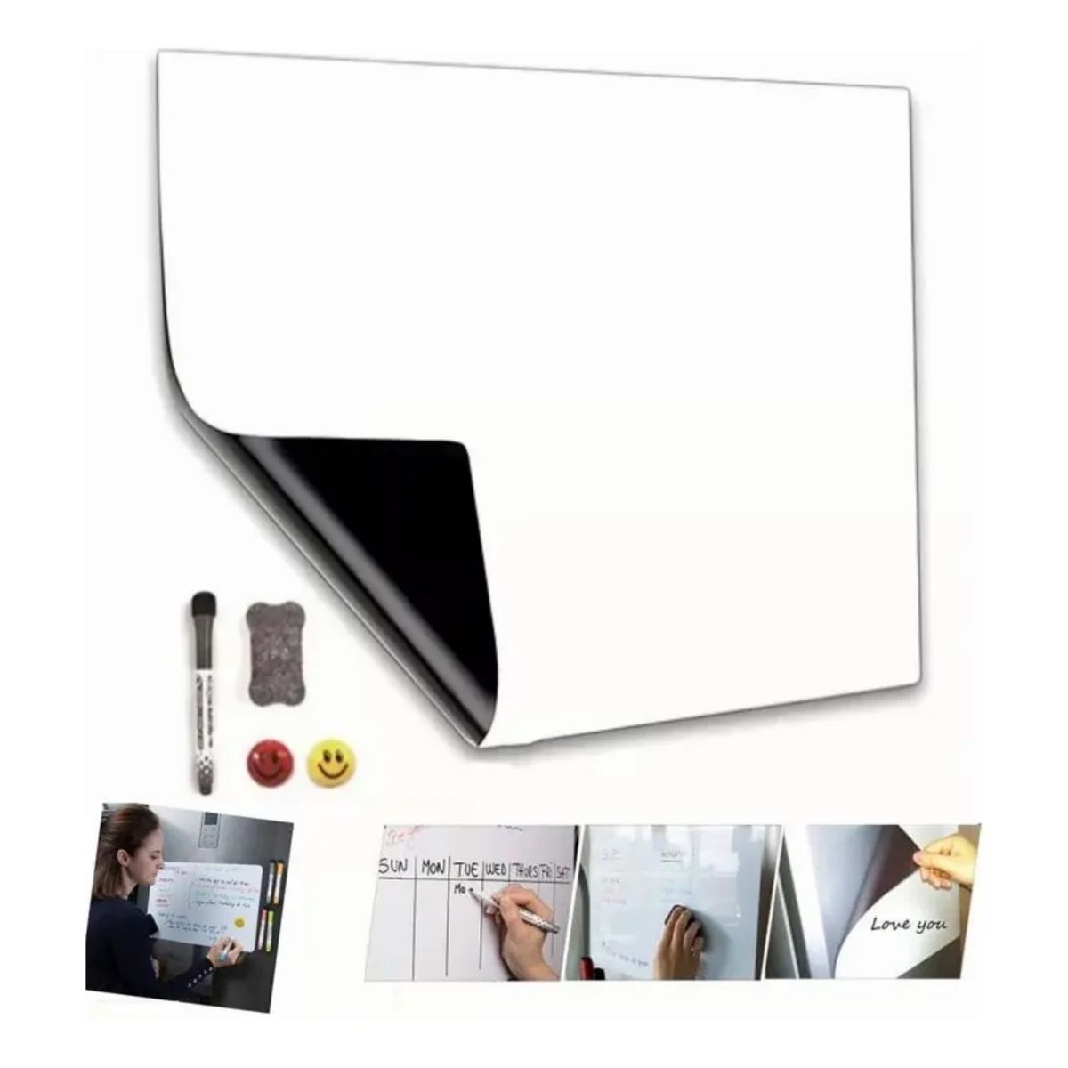 GENERICO - Pizarra Magnética Para Refrigerador A3 Pizarra Flexible Imán Blanco