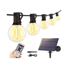 GENERICO - Guirnalda Luces Solar 7,6mt Exterior Ace +25 Ampolletas Belug