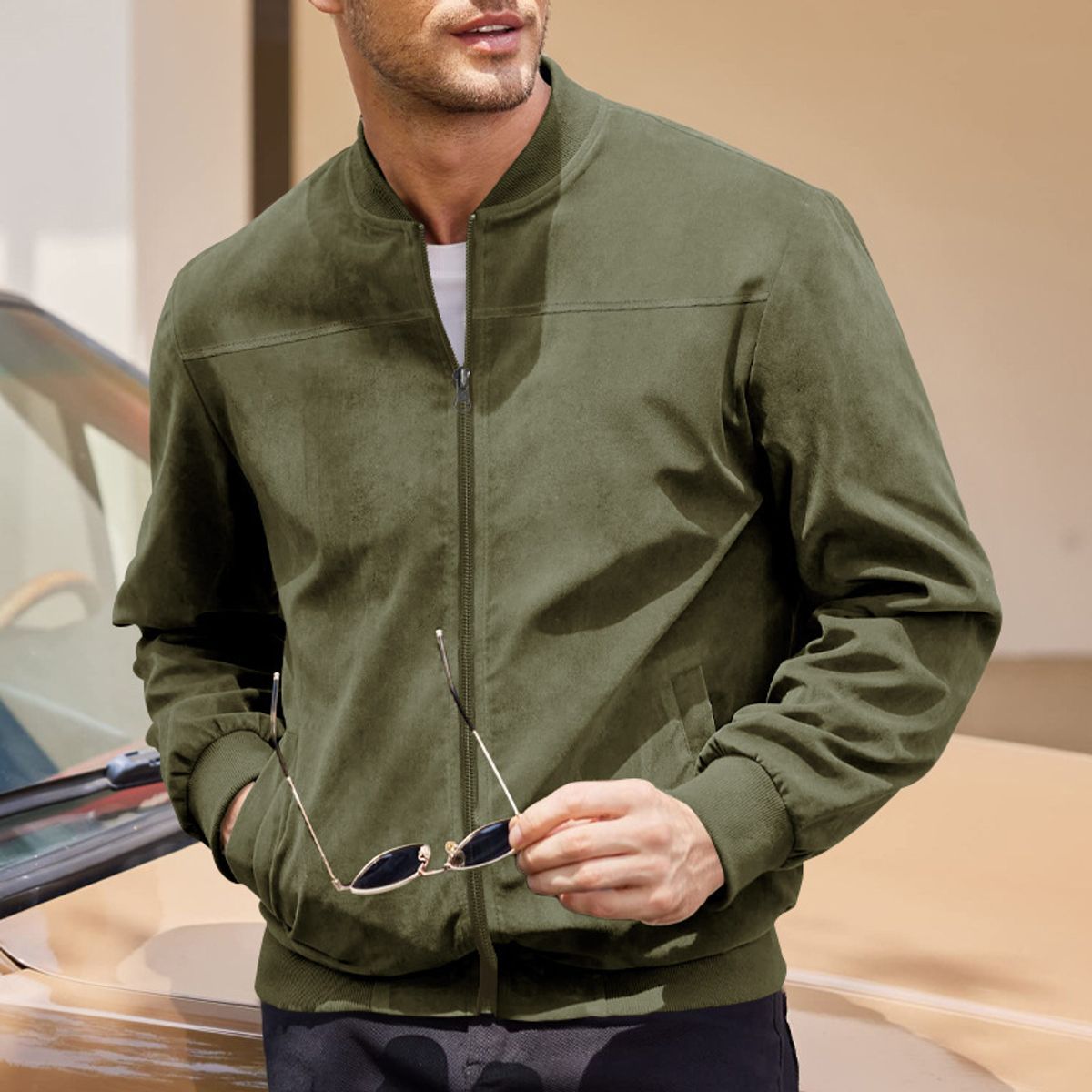 TIOZONEY - Chaqueta para hombre-Verde