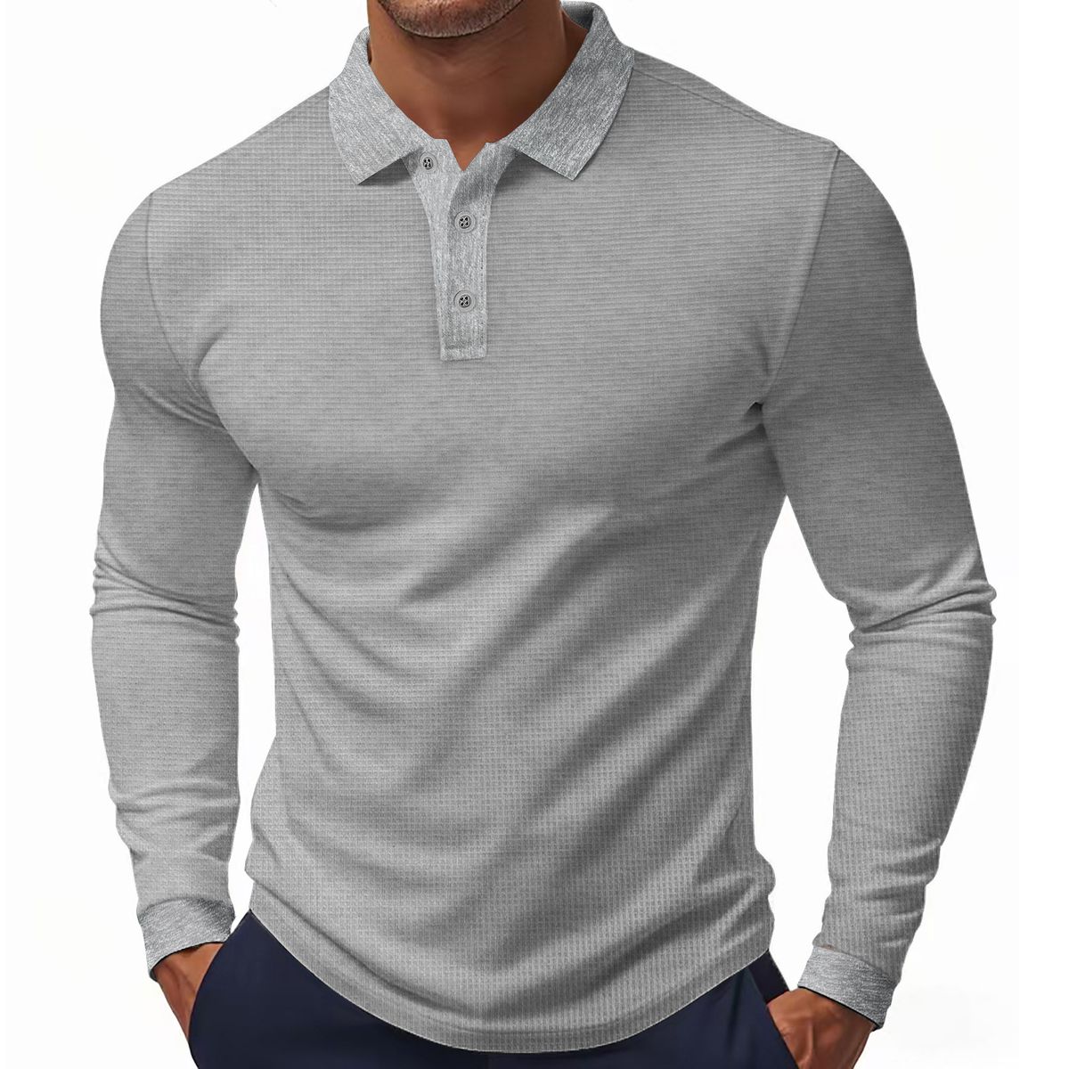 TIOZONEY - Camisas Manga hombre-Gris