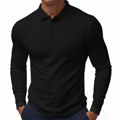 TIOZONEY - Camisas Manga hombre-Negro