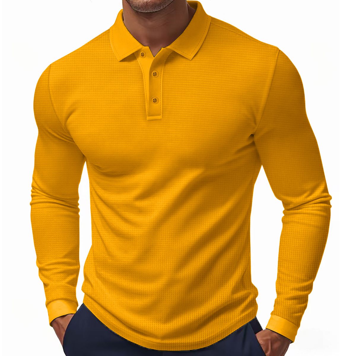 TIOZONEY - Camisas Manga hombre-Amarillo