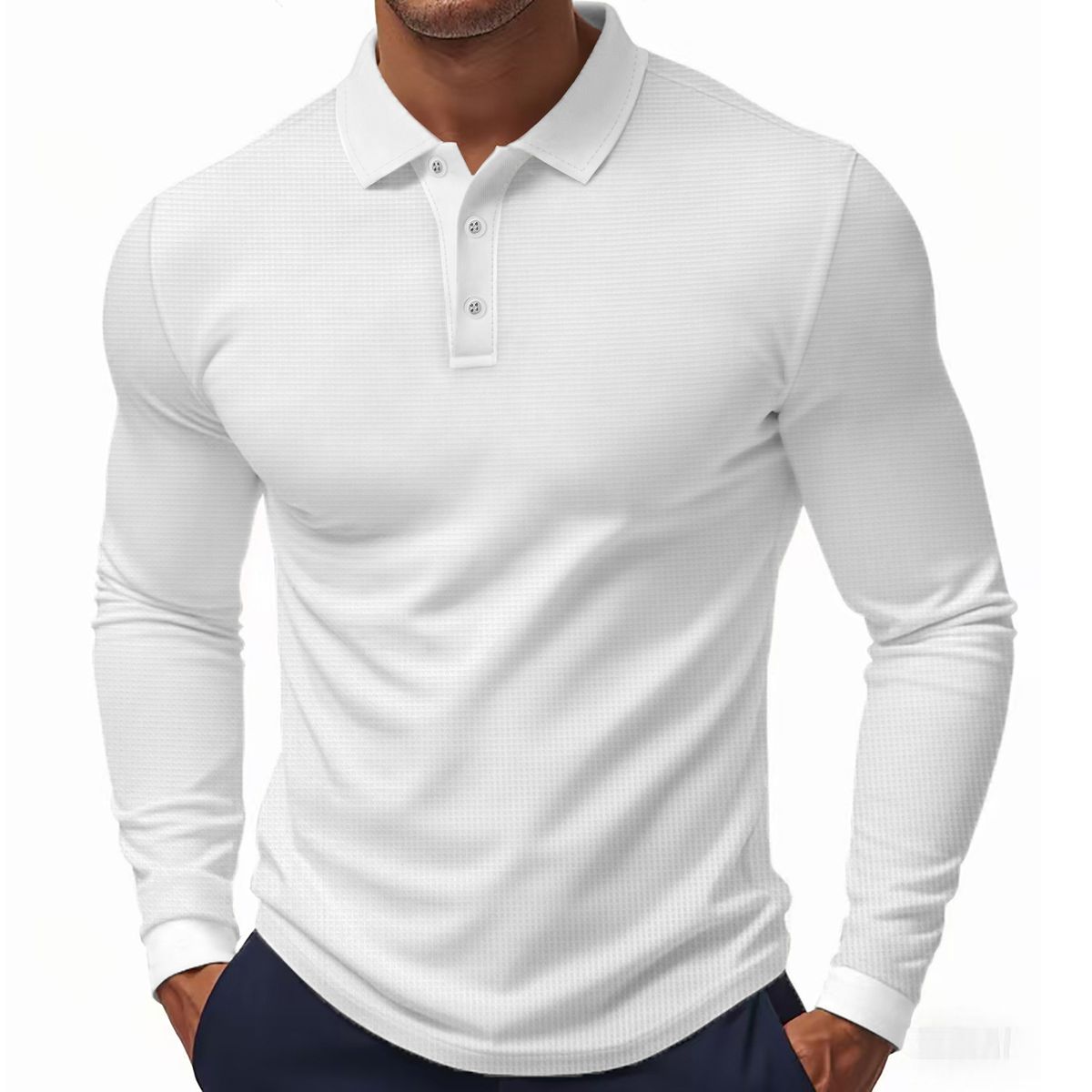 TIOZONEY - Camisas Manga hombre-Blanco
