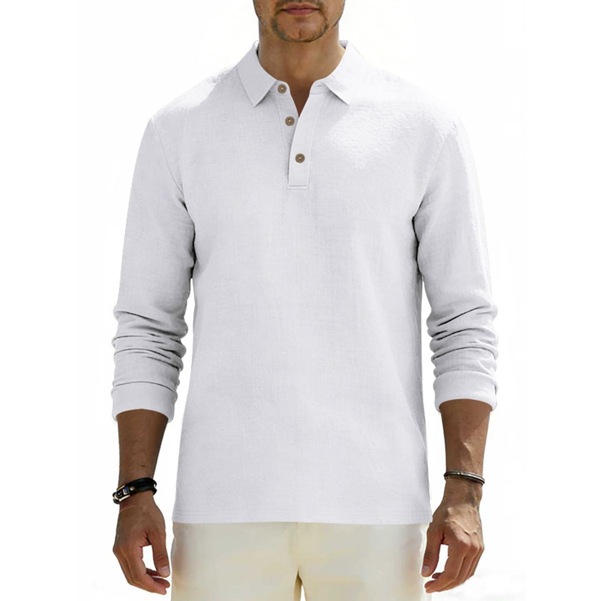 TIOZONEY - Camisas Manga hombre-Blanco