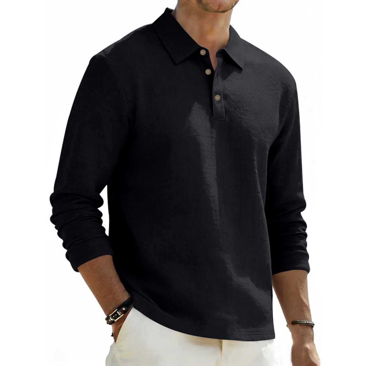 TIOZONEY - Camisas Manga hombre-Negro