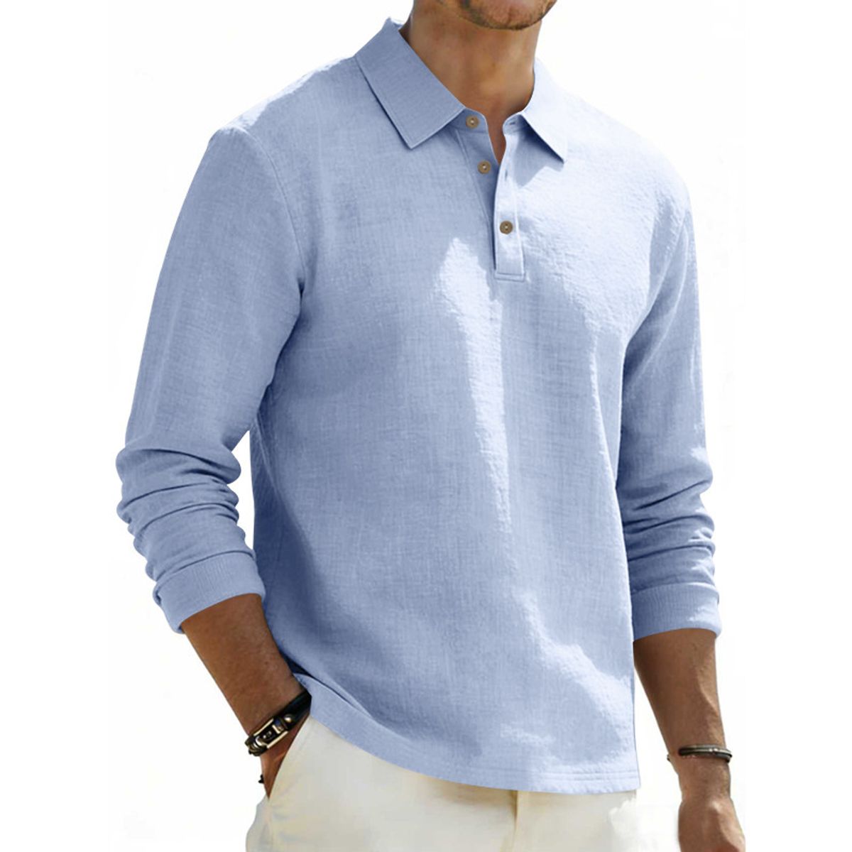 TIOZONEY - Camisas Manga hombre-Azul