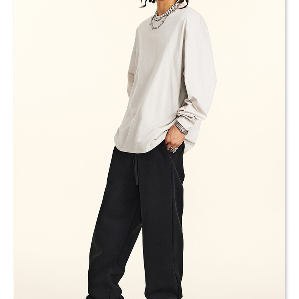 TIOZONEY - Camisas Manga hombre-Beige
