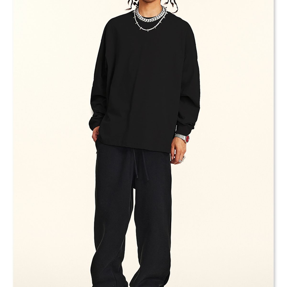 TIOZONEY - Camisas Manga hombre-Negro