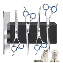 GENERICO - 4 Tijeras Peluqueria Canina Profesional De Acero Inoxidable