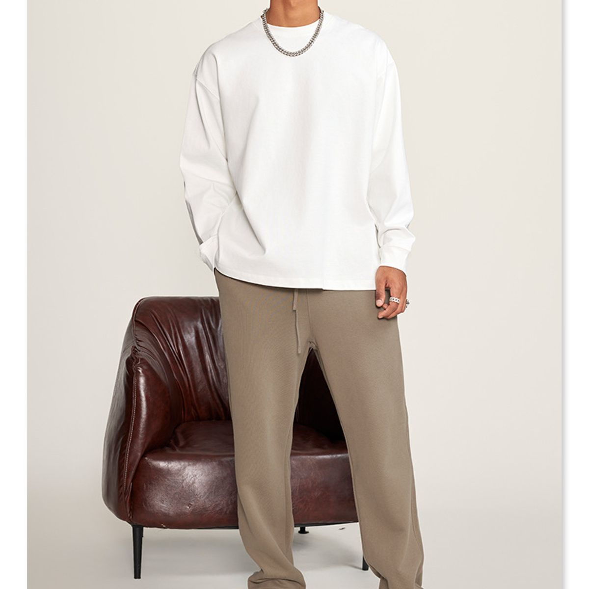 TIOZONEY - Camisas Manga hombre-Blanco