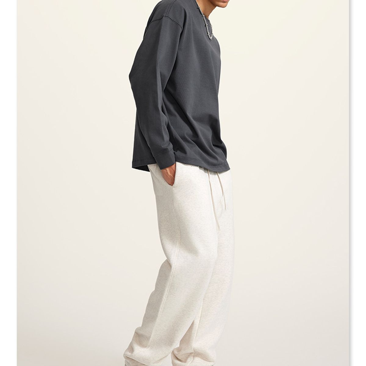 TIOZONEY - Camisas Manga hombre-Gris