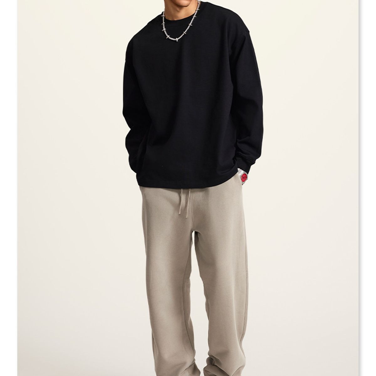 TIOZONEY - Camisas Manga hombre-Negro