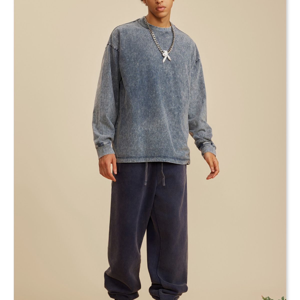 TIOZONEY - Camisas Manga hombre-Azul marino