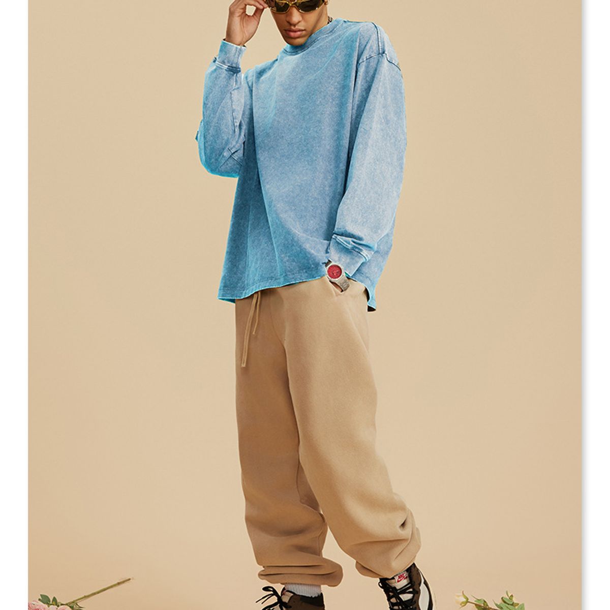 TIOZONEY - Camisas Manga hombre-Azul