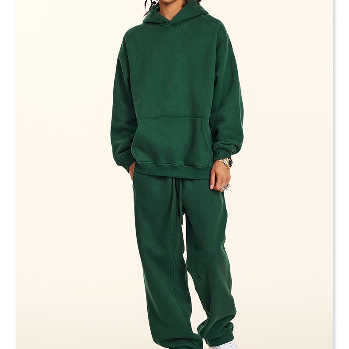TIOZONEY - Camisas Manga hombre-Verde