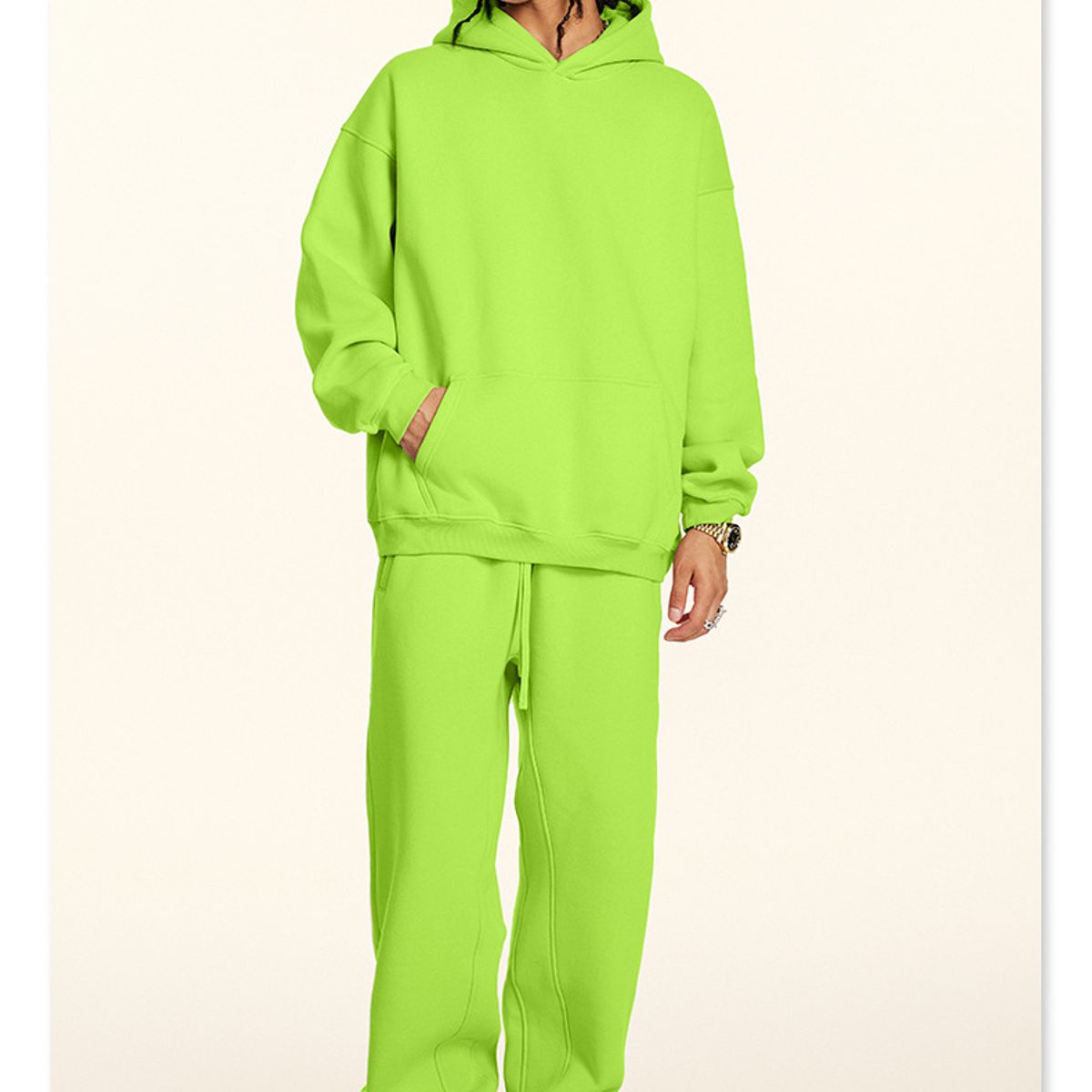 TIOZONEY - Camisas Manga hombre-Verde