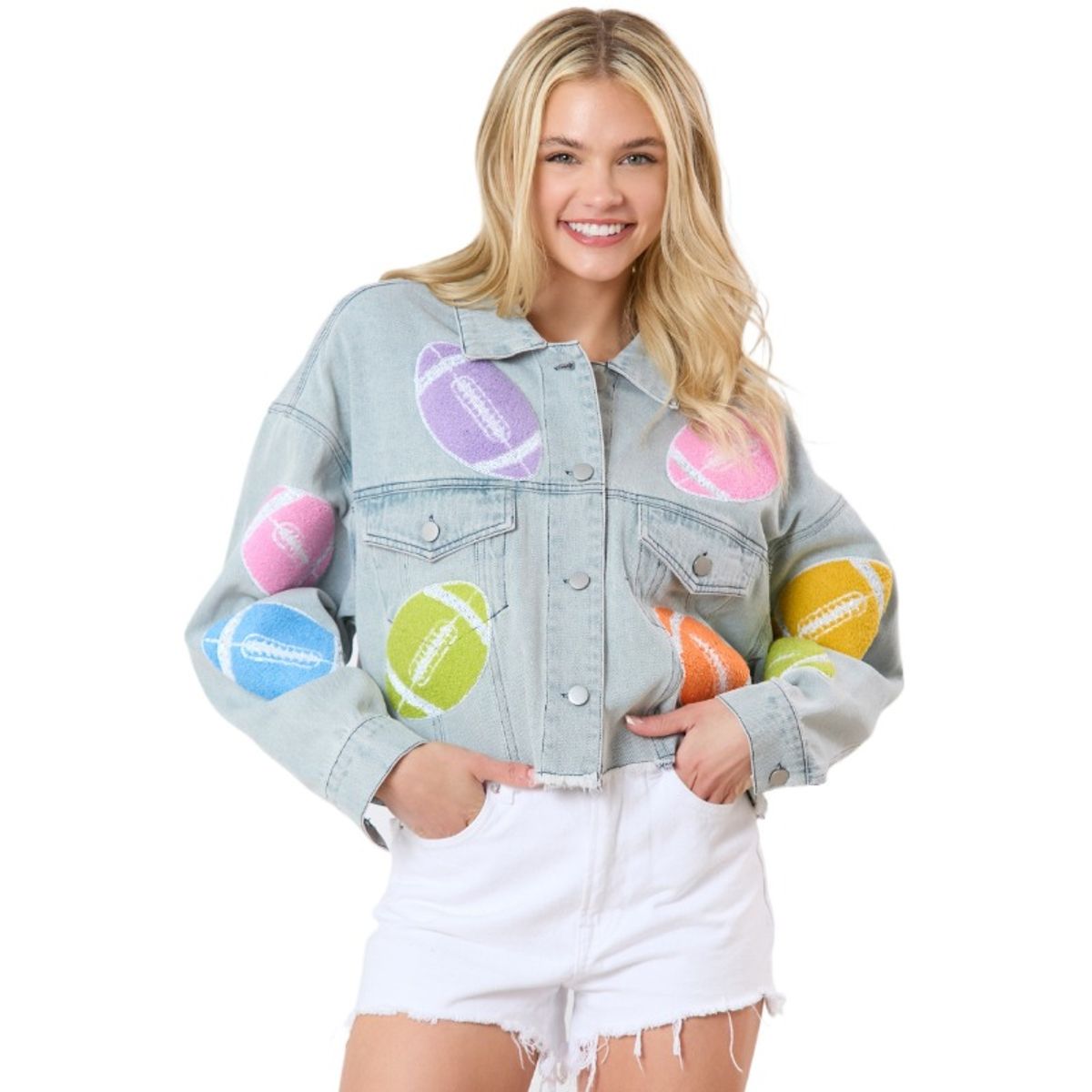 TIOZONEY - Chaqueta vaquera para mujer-Azul