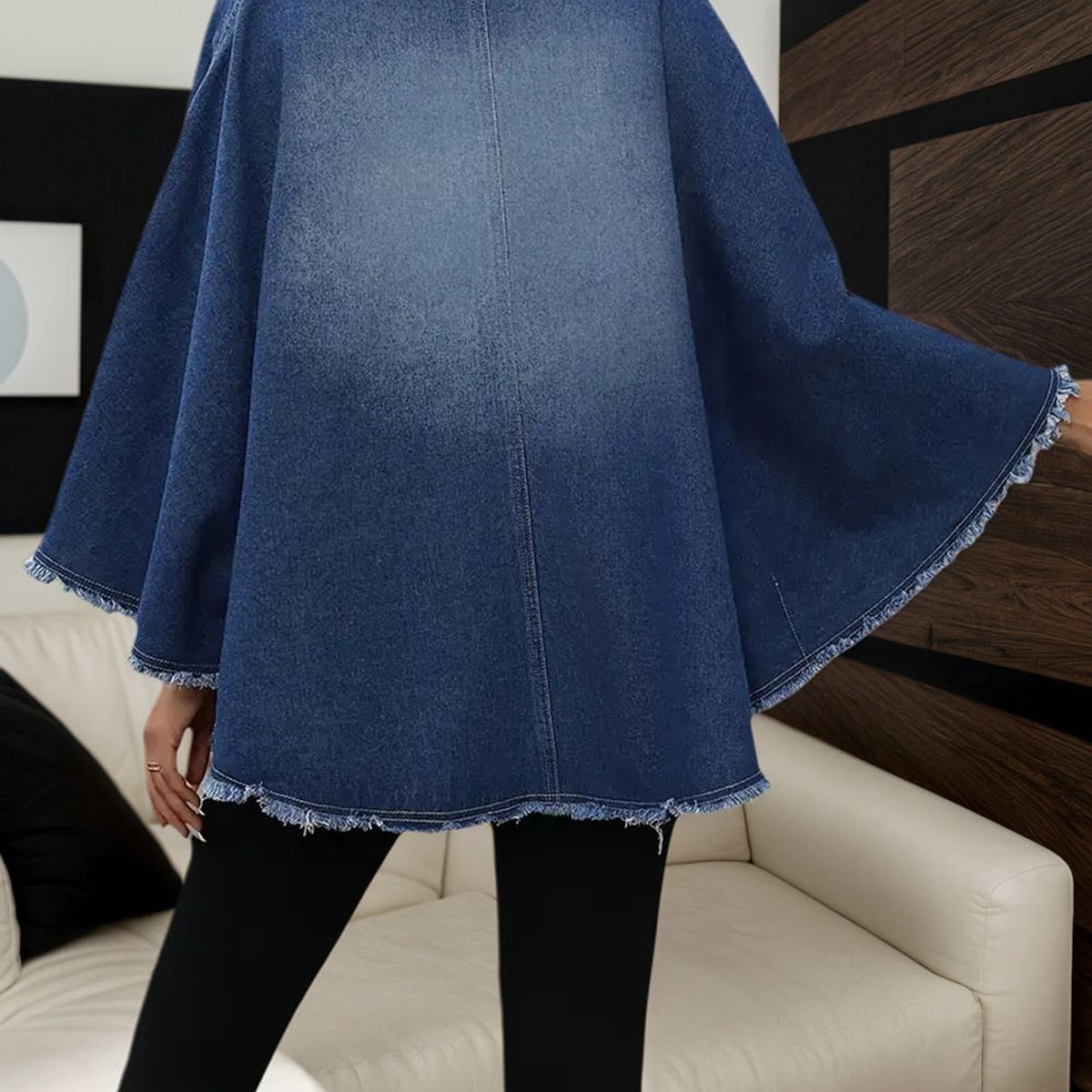 TIOZONEY - Chaqueta vaquera para mujer-Azul