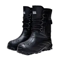 TIOZONEY - Botas de nieve cortas de felpa para Hombre - Negro